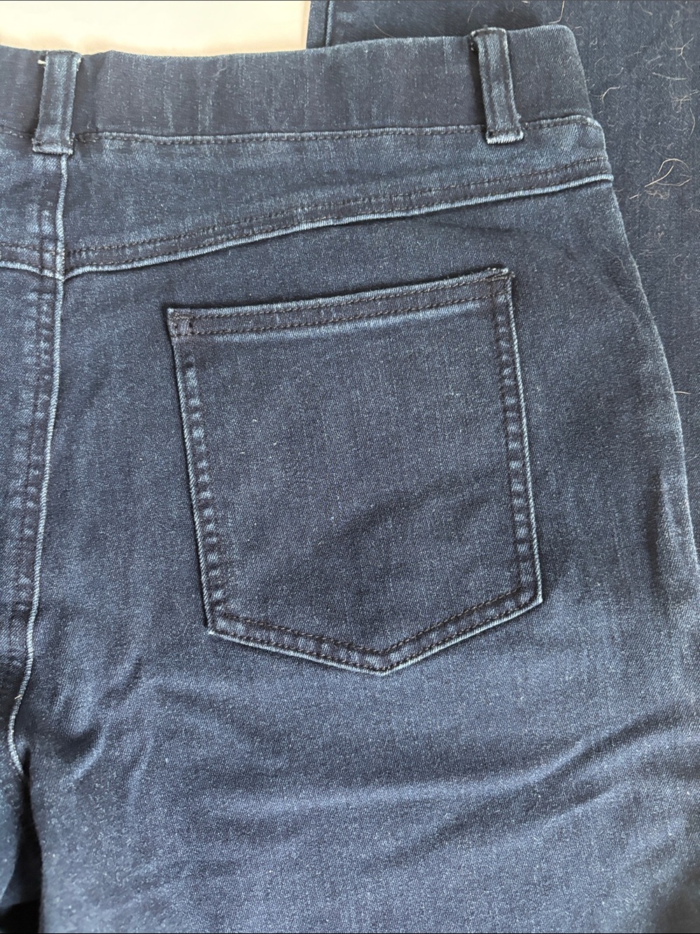Betabrand dark wash straight leg 4-pocket blue jeans stretch waistband - Picture 8 of 16